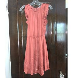 Salmon silk slip dress